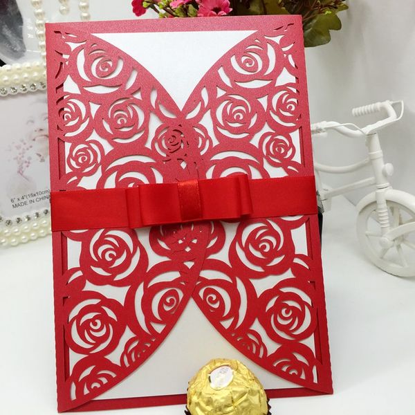 200pcs laser cut hollow rose flower invitations card with ribbon for wedding party invitation cards with envelope & seal
200pcs laser cut hollow rose flower invitations card with ribbon for wedding party invitation cards with envelope & seal