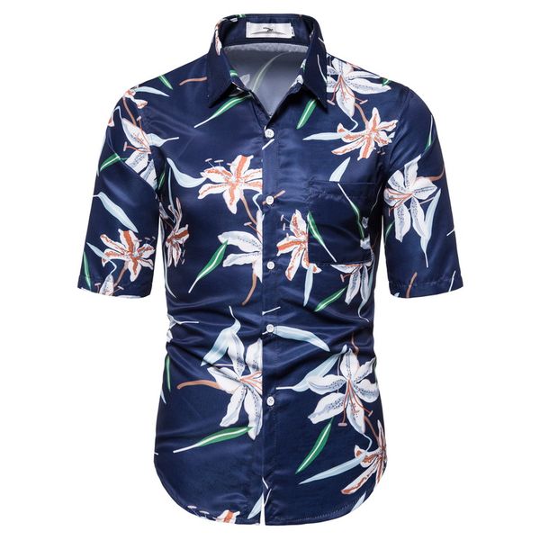 men shirt fashion flower print short sleeve blouse male outdoor casual sports floral shirts summer new 2020, White;black
men shirt fashion flower print short sleeve blouse male outdoor casual sports floral shirts summer new 2020, White;black