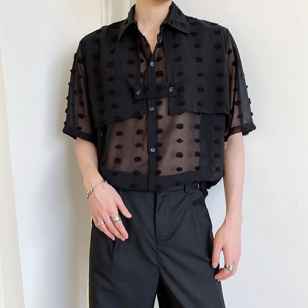 stage clothing men dots casual short sleeve translucent thin shirt male streetwear retro loose dress shirts, White;black
stage clothing men dots casual short sleeve translucent thin shirt male streetwear retro loose dress shirts, White;black