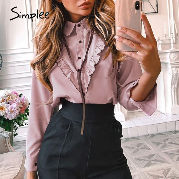 women's blouses & shirts simplee pink casual women blouse shirt long sleeve neck tie elegant office lady work wear party, White
women's blouses & shirts simplee pink casual women blouse shirt long sleeve neck tie elegant office lady work wear party, White