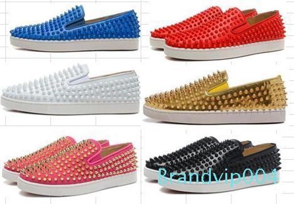 2017 new wholesale luxury men and women shoes red bottom sole sneakers party wedding shoes genuine leather high studded spikes s, Black
2017 new wholesale luxury men and women shoes red bottom sole sneakers party wedding shoes genuine leather high studded spikes s, Black