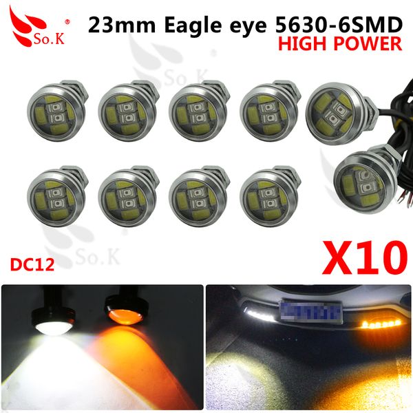 

10pcs 23mm led eagle eye drl 12v daytime running lights 5630 6 smd auto car work lights waterproof parking fog lamp switchback