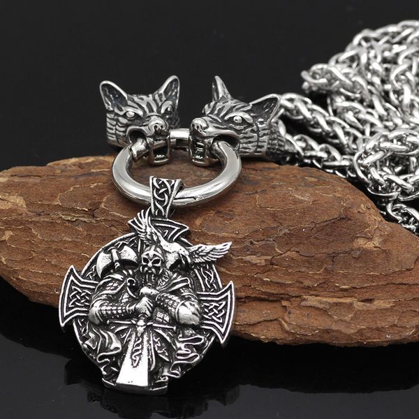 viking odin warrior raven pendant necklace stainless steel wolf head chain domineering men necklace jewelry, Silver
viking odin warrior raven pendant necklace stainless steel wolf head chain domineering men necklace jewelry, Silver