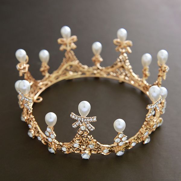 new pattern bride headwear high-end rhinestone pearl bridal tiaras round crown fashion wedding hair accessories, Golden;white
new pattern bride headwear high-end rhinestone pearl bridal tiaras round crown fashion wedding hair accessories, Golden;white