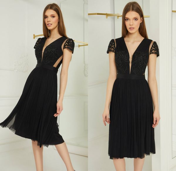 2020 black mother of the bride dresses short sleeve lace beaded prom gowns v neck knee length wedding guest dress, Black;red
2020 black mother of the bride dresses short sleeve lace beaded prom gowns v neck knee length wedding guest dress, Black;red