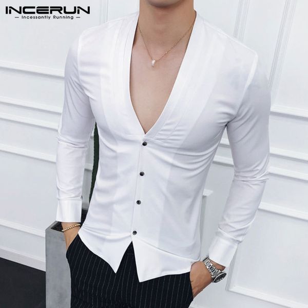 incerun fashion mens shirt deep v neck solid color button long sleeve slim fit blouse brand party clubwear dress shirts men 2019, White;black
incerun fashion mens shirt deep v neck solid color button long sleeve slim fit blouse brand party clubwear dress shirts men 2019, White;black