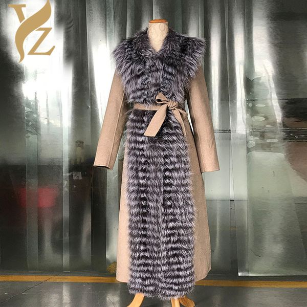 fashion real women silver fur coat 120cm fur collar supper long winter jacket double woolen coats & jackets, Black
fashion real women silver fur coat 120cm fur collar supper long winter jacket double woolen coats & jackets, Black
