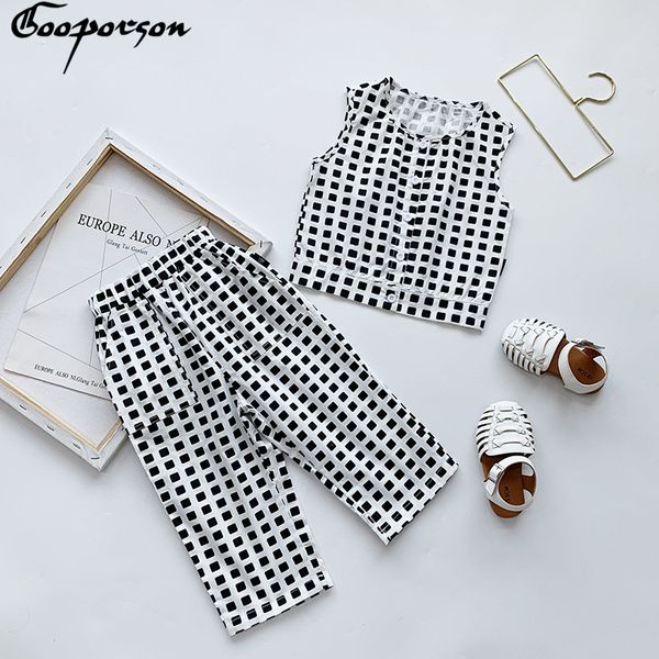 gooporson summer kids clothes fashion korean plaid sleeveless ninth pants cute little girls clothing set toddler outfits, White
gooporson summer kids clothes fashion korean plaid sleeveless ninth pants cute little girls clothing set toddler outfits, White