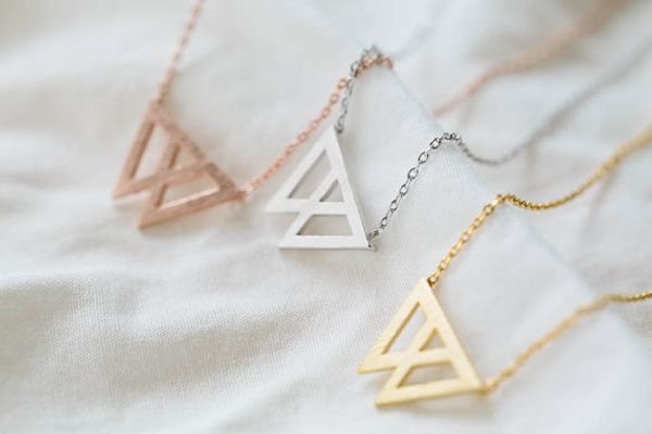 fashion cartoon mountain necklace overlap triangle necklace, Silver