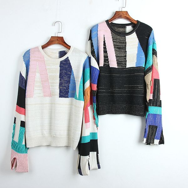 colorful geometric sweater women split big cuff pullover elegant abstract knitted sweaters fashion o-neck pullover 2019 autumn, White;black
colorful geometric sweater women split big cuff pullover elegant abstract knitted sweaters fashion o-neck pullover 2019 autumn, White;black