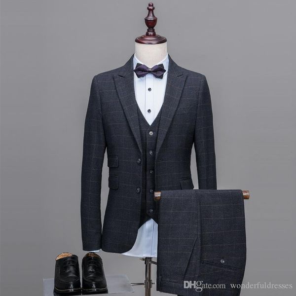 Suit for men glen plaid tuxedo groom men double brea ted uit men morning wedding uit formal