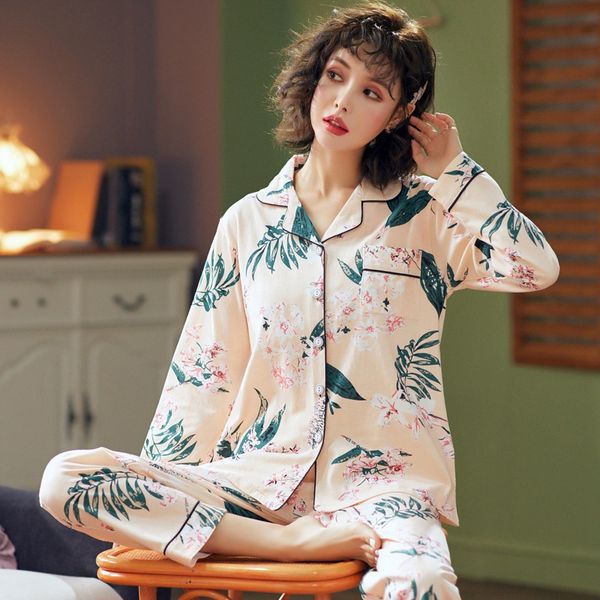 100% cotton pajama sets for women 2019 spring long sleeve floral print sleepwear pyjama homewear loungewear pijama mujer clothes, Blue;gray
100% cotton pajama sets for women 2019 spring long sleeve floral print sleepwear pyjama homewear loungewear pijama mujer clothes, Blue;gray