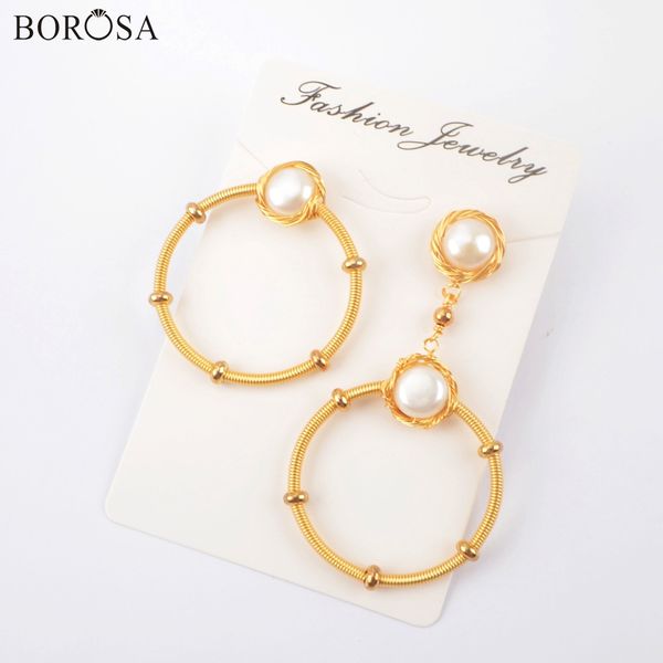 borosa 2/3pairs circle asymmetrical freshwater pearl dangle earrings in gold wire wrap geometric natural pearl earrings wx1212, Silver
borosa 2/3pairs circle asymmetrical freshwater pearl dangle earrings in gold wire wrap geometric natural pearl earrings wx1212, Silver