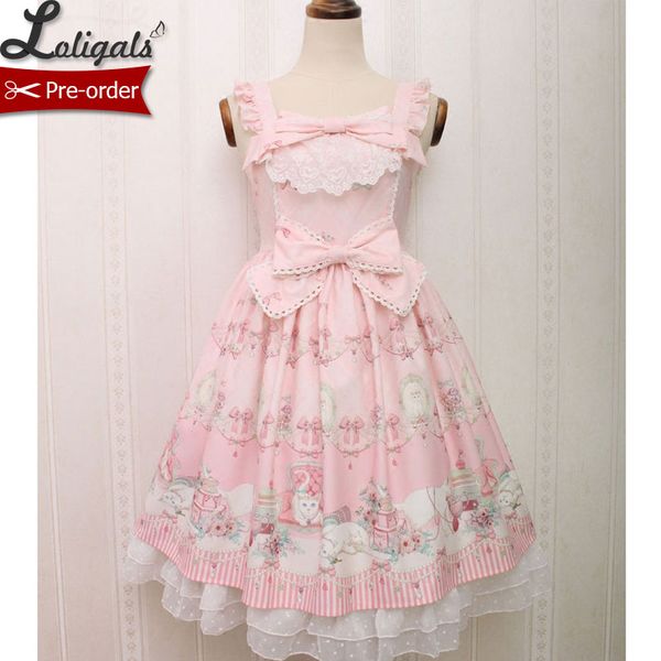 sweet sleeveless lolita dress kitten and jewel printed midi dress for women, Black;gray
sweet sleeveless lolita dress kitten and jewel printed midi dress for women, Black;gray