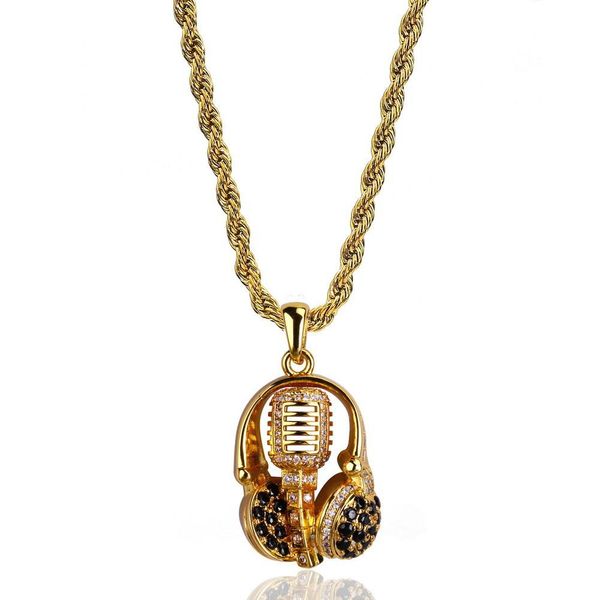new gold plated bling cz cubic zirconia headset microphone pendant twist necklace hip hop punk rock rapper jewelry gifts for men and women, Silver
new gold plated bling cz cubic zirconia headset microphone pendant twist necklace hip hop punk rock rapper jewelry gifts for men and women, Silver
