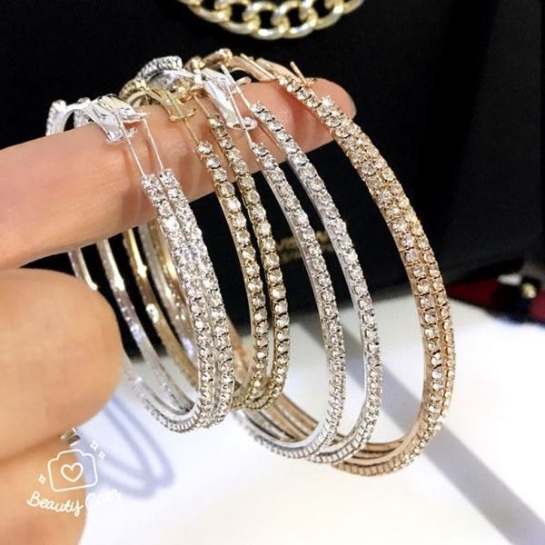 rhinestone hoop earring for women brincos silver gold color geometric round circle earrings steampunk statement party jewelry, Golden
rhinestone hoop earring for women brincos silver gold color geometric round circle earrings steampunk statement party jewelry, Golden