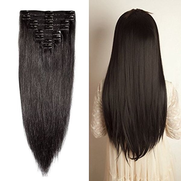double weft clip in hair extensions 100% real virgin thick full head 7 pieces straight silky 7pcs 16clips 70g black color angelawigs, Black;brown
double weft clip in hair extensions 100% real virgin thick full head 7 pieces straight silky 7pcs 16clips 70g black color angelawigs, Black;brown