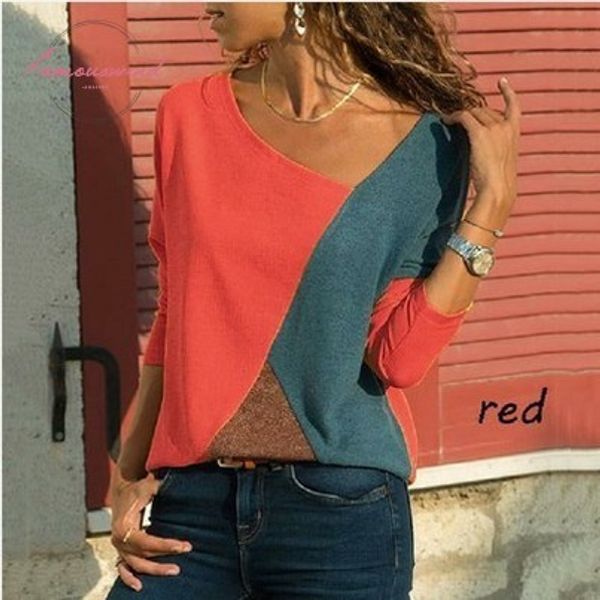 women t shirts women v neck spliced colour t shirt for ladies with long sleeves drop shipping good quality, White
women t shirts women v neck spliced colour t shirt for ladies with long sleeves drop shipping good quality, White