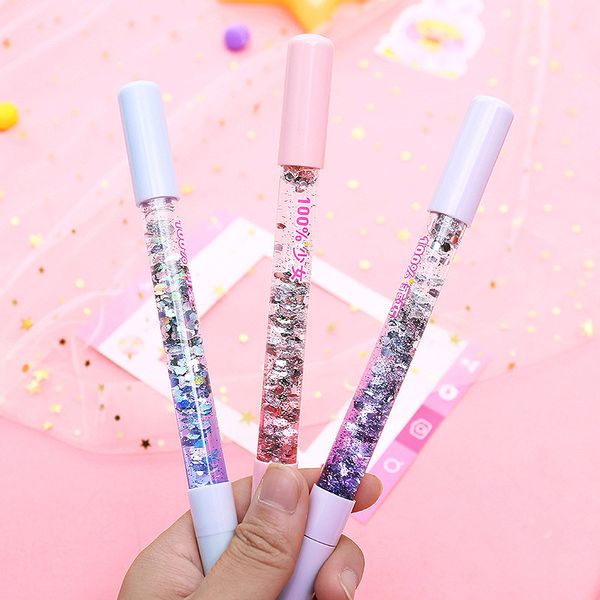 

crystal drift sand glitter gel pen creative colorful flash light pens for school suppleis stationery writing girls gift