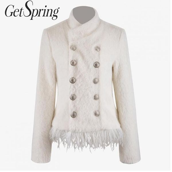 getspring women woolen coat feather patchwork standing collar womens wool coats winter white vintage winter coats jackets 2019, Black
getspring women woolen coat feather patchwork standing collar womens wool coats winter white vintage winter coats jackets 2019, Black