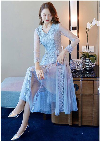 2020 women dresses evening party retro gothic blue hollow out floral lace dress bow ribbon spring summer work dresses vintage maxi dress, Black;gray
2020 women dresses evening party retro gothic blue hollow out floral lace dress bow ribbon spring summer work dresses vintage maxi dress, Black;gray
