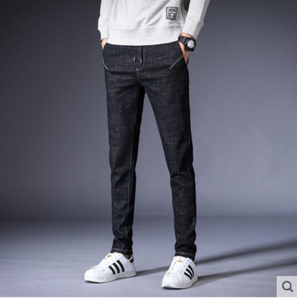 black elastic waist jeans men men popular logo straight han edition cultivate one's morality tide bound feet, Blue
black elastic waist jeans men men popular logo straight han edition cultivate one's morality tide bound feet, Blue