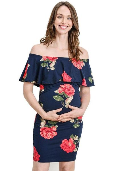 summer new maternity dress large size women's word collar stitching ruffled sleeves stretch slim printed maternity dress, White
summer new maternity dress large size women's word collar stitching ruffled sleeves stretch slim printed maternity dress, White