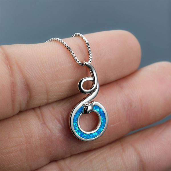 blue white fire opal snake pendant necklaces for women punk jewelry vintage silver color chain necklace female halloween gifts
blue white fire opal snake pendant necklaces for women punk jewelry vintage silver color chain necklace female halloween gifts