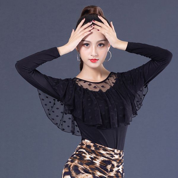professional latin ballroom dance leaf collar long sleeve ice silk salsa latin dance girl yr0908, Black;red
professional latin ballroom dance leaf collar long sleeve ice silk salsa latin dance girl yr0908, Black;red