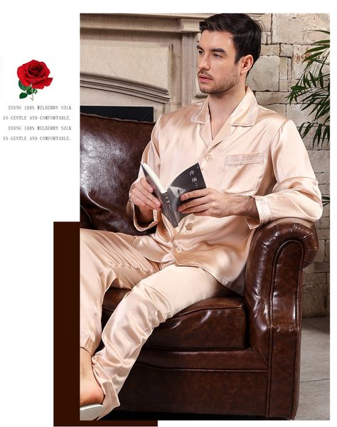 nobility spring autumn heavy men's 100% silk pajamas long sleeve nightgown pants silk pyjama set sleepwear home clothing, Black;brown
nobility spring autumn heavy men's 100% silk pajamas long sleeve nightgown pants silk pyjama set sleepwear home clothing, Black;brown