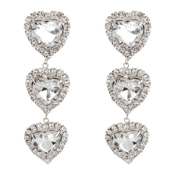 wholesale- hearts dangle earrings for women luxury crystal heart chandelier earring gold silver engagement wedding earring jewelry for girls