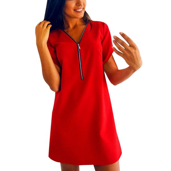 summer women's clothing ladies' short sleeve v-neck zipper solid color dress casual comfortable dress for home #bl0, Black;gray
summer women's clothing ladies' short sleeve v-neck zipper solid color dress casual comfortable dress for home #bl0, Black;gray
