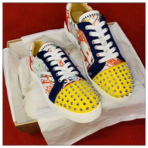designer low spikes + graffiti patent leather casual shoes red bottom sneakers for men & women party leisure flats sports, Black
designer low spikes + graffiti patent leather casual shoes red bottom sneakers for men & women party leisure flats sports, Black