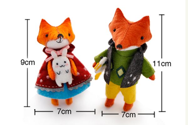 2pcs/set lovely fox families felt diy doll handmade sewing cloth craft toys for children gift home decoration felt diy package
2pcs/set lovely fox families felt diy doll handmade sewing cloth craft toys for children gift home decoration felt diy package