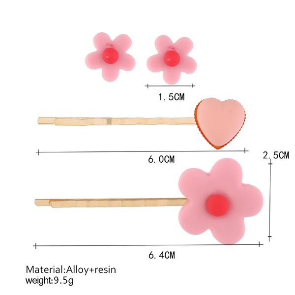 fashion creative sweet barrettes & earrings jewelry set for women with resin flower and heart design female hair pins & kolczyki, Slivery;golden
fashion creative sweet barrettes & earrings jewelry set for women with resin flower and heart design female hair pins & kolczyki, Slivery;golden