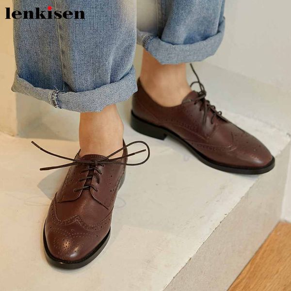 lenkisen classic genuine leather brogue carved british style leisure shoes round toe low heels fashion women lace up pumps l28, Black
lenkisen classic genuine leather brogue carved british style leisure shoes round toe low heels fashion women lace up pumps l28, Black