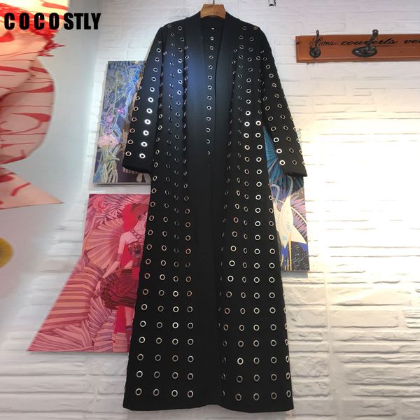 hollow out long coat quality elegant maxi trench coat for women long sleeve black o ring metal studded poncho casacos feminino, Tan;black
hollow out long coat quality elegant maxi trench coat for women long sleeve black o ring metal studded poncho casacos feminino, Tan;black