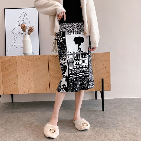 women's skirt knitting embroidery autumn letters knit thick soft pencil skirts students japan woman faldas female ls149, Black
women's skirt knitting embroidery autumn letters knit thick soft pencil skirts students japan woman faldas female ls149, Black