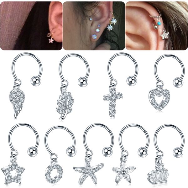 1pc steel diy 9styles cz gem pendant dangle hoop cartilage earring helix tragus rook lobe ear piercing fashion women jewelry 20g, Slivery;golden
1pc steel diy 9styles cz gem pendant dangle hoop cartilage earring helix tragus rook lobe ear piercing fashion women jewelry 20g, Slivery;golden