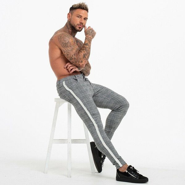 mens plaid pencil pants fashion slim fit tracksuit bottoms skinny long pants casual side striped button men's trousers, Black
mens plaid pencil pants fashion slim fit tracksuit bottoms skinny long pants casual side striped button men's trousers, Black