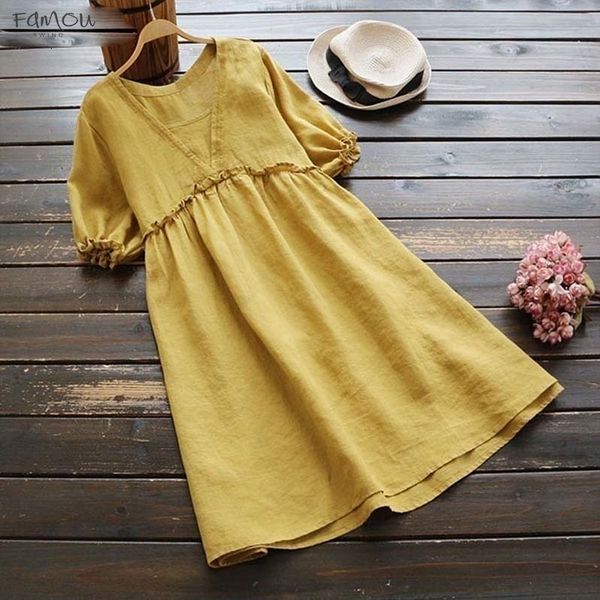 2019 Women Vintage Short Sleeve Solid Vestido Loose Ruffles Shirt Summer Long Top Casual Cotton Linen Dress Party Mini Ruffled
2019 Women Vintage Short Sleeve Solid Vestido Loose Ruffles Shirt Summer Long Top Casual Cotton Linen Dress Party Mini Ruffled