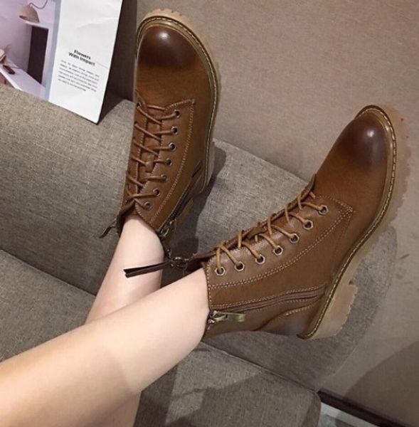 shoes low heels booties lace up boots booties ladies luxury designer bootee woman 2019 martins for women zipper round toe, Black 
shoes low heels booties lace up boots booties ladies luxury designer bootee woman 2019 martins for women zipper round toe, Black