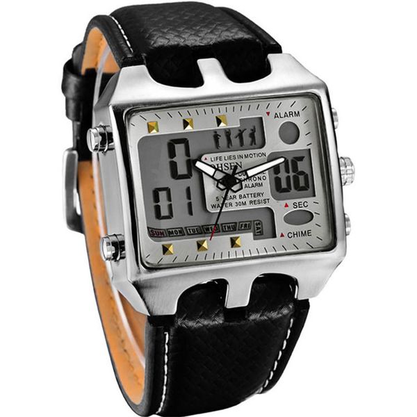 watch men stainless steel case sport black leather lcd digital quartz wrist watch ap17, Slivery;brown
watch men stainless steel case sport black leather lcd digital quartz wrist watch ap17, Slivery;brown