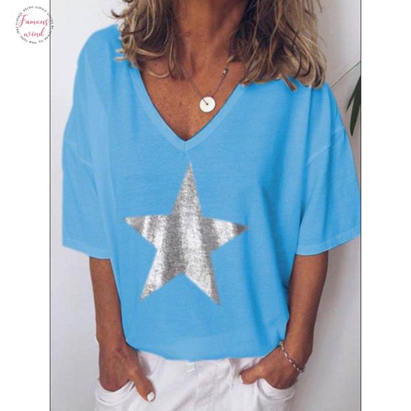 2019 new fashion t shirt women sequins v neck five pointed tees female short sleeve street ladies plus size code s 5xl, White
2019 new fashion t shirt women sequins v neck five pointed tees female short sleeve street ladies plus size code s 5xl, White