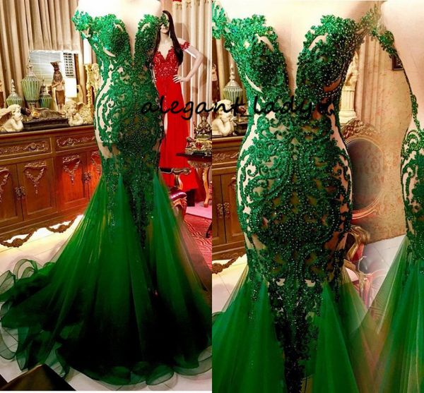 hunter emerald green mermaid evening pageant dresses 2020 saudi arabic lace sheer back prom gowns vestidos longo, Black;red
hunter emerald green mermaid evening pageant dresses 2020 saudi arabic lace sheer back prom gowns vestidos longo, Black;red