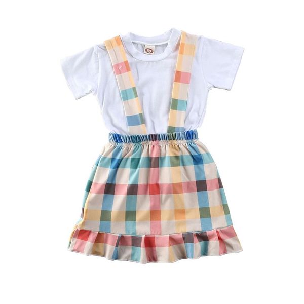 1-6years 2pcs newborn toddler kids baby girl t-shirts skirts dress spring clothes, White