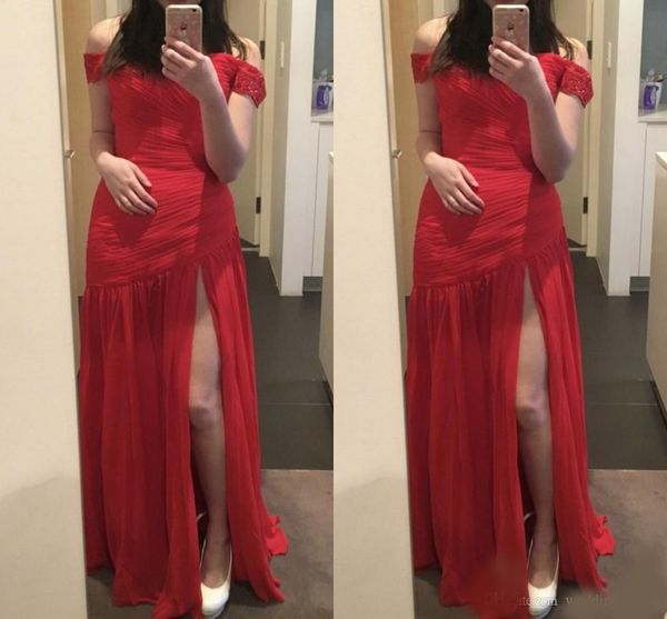 red cap sleeve mermaid long evening dresses side split pleats beaded chiffon formal evening gowns prom dresses, Black;red
red cap sleeve mermaid long evening dresses side split pleats beaded chiffon formal evening gowns prom dresses, Black;red