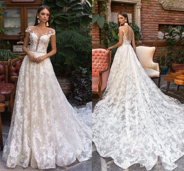 modern 2020 plus size full lace a line wedding dresses cap sleeve backless covered button long bridal gowns wedding dress vestidos de novia, White
modern 2020 plus size full lace a line wedding dresses cap sleeve backless covered button long bridal gowns wedding dress vestidos de novia, White
