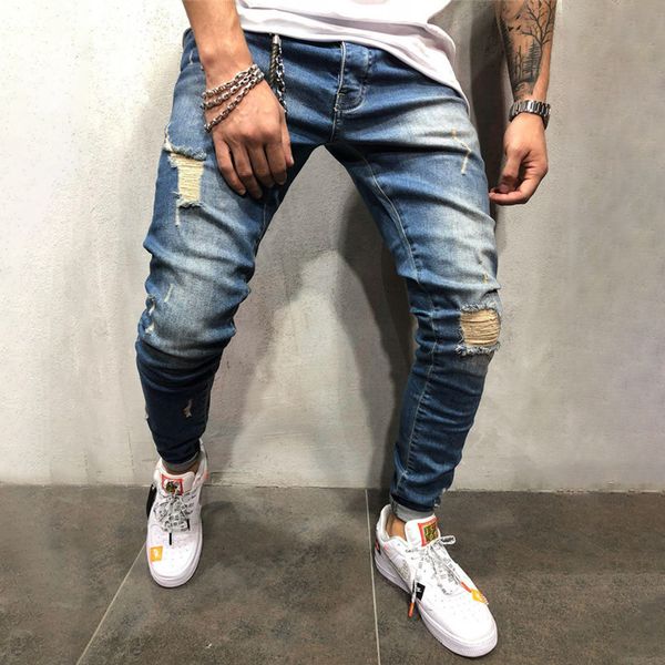 summer ripped pencil pants trousers casual denim skinny mens jeans new men's ankle length slim jeans streetwear holes, Blue
summer ripped pencil pants trousers casual denim skinny mens jeans new men's ankle length slim jeans streetwear holes, Blue