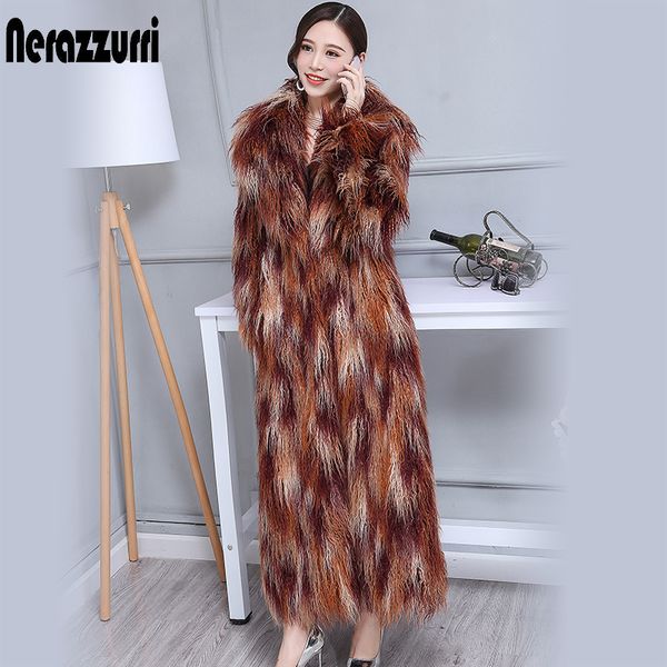 nerazzurri winter faux fur coat women 2019 extra long colorful shaggy hairy maxi plus size mongolian sheep fur overcoat 5xl 6xl, Black
nerazzurri winter faux fur coat women 2019 extra long colorful shaggy hairy maxi plus size mongolian sheep fur overcoat 5xl 6xl, Black